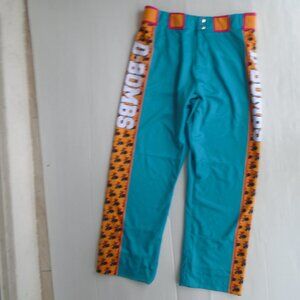 Dirty Sport Mens Baseball Pants with Orange Stripes Size 34 Teal/Orange